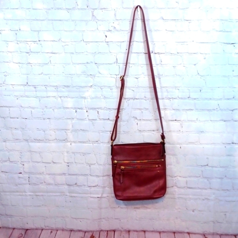 INC New Burgundy Messenger HandBag 48 Drop New